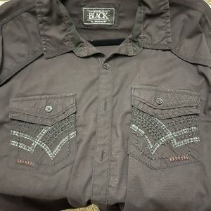 Buckle black button up shirt